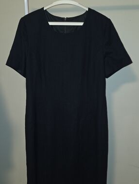D'Oraz Womens Black 100% Wool Sheath Dress Size 14 Short Sleeve Classic Career